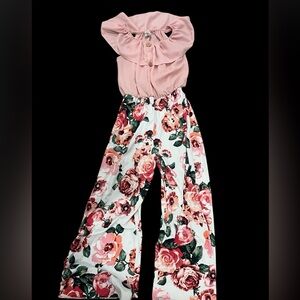 Floral Pink and White Kid’s Jumpsuit